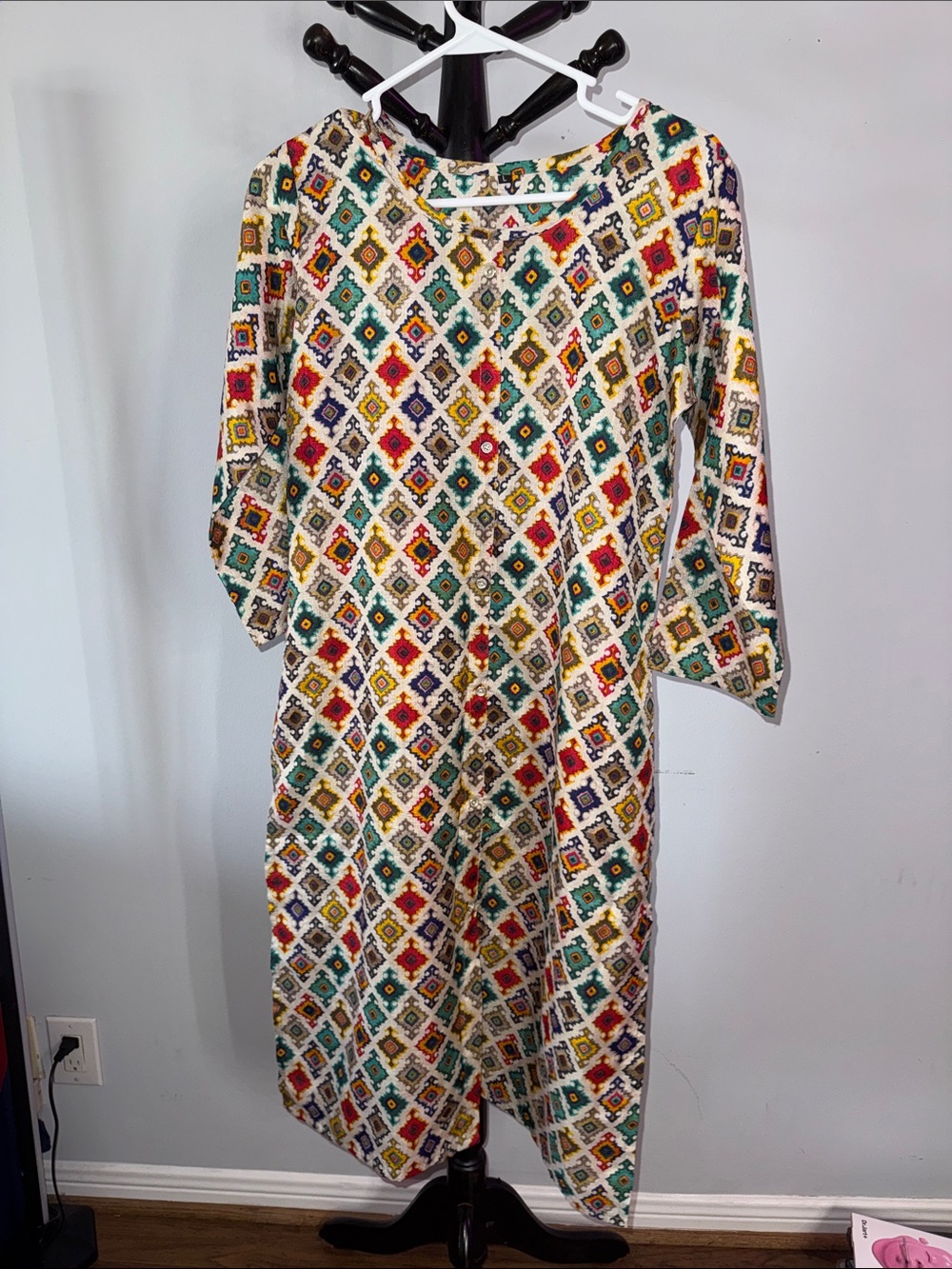 Colorful Diamond Print Shift Dress - Multicolor 16.M